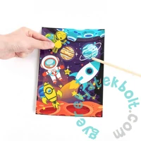 Kidea 2 az 1-ben világítós képkarcoló és színező készlet - Űrlények (SCWKKKA)