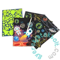 Kidea 2 az 1-ben világítós képkarcoló és színező készlet - Űrlények (SCWKKKA)