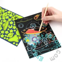 Kidea 2 az 1-ben világítós képkarcoló és színező készlet - Űrlények (SCWKKKA)