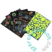 Kidea 2 az 1-ben világítós képkarcoló és színező készlet - Űrlények (SCWKKKA)