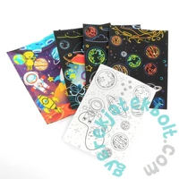 Kidea 2 az 1-ben világítós képkarcoló és színező készlet - Űrlények (SCWKKKA)