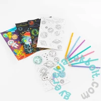 Kidea 2 az 1-ben világítós képkarcoló és színező készlet - Űrlények (SCWKKKA)