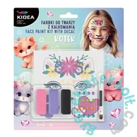 Kidea 3 színű cicás arcfesték készlet - tetoválással (FDTDKKOKA)