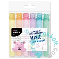 Kidea pasztell filctoll és nyomda - 6 db-os - Macik (FSM6KA)
