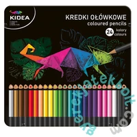 Kidea háromszög színes ceruza FÉM DOBOZBAN- 24 db-os (KTMP24KA)