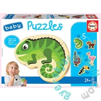 Educa 5 az 1-ben Baby sziluett puzzle (3,4,5 db-os) - Trópusi állatok (18587)