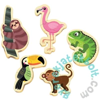 Educa 5 az 1-ben Baby sziluett puzzle (3,4,5 db-os) - Trópusi állatok (18587)