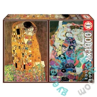 Educa 2x1000 db-os puzzle - A csók + A szűz, Klimt (18488)