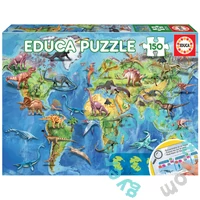 Educa 150 db-os puzzle - Világtérkép dinoszauruszokkal (18997)