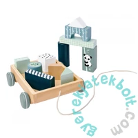 Eichhorn Pandás fa építőkockák húzható kocsin