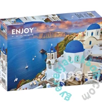 Enjoy 1000 db-os puzzle - Santorini View with Boats, Greece (1086)