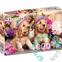Enjoy 1000 db-os puzzle - Spaniel Puppies with Flower Hats (1263)