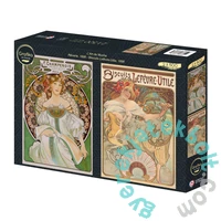 Grafika Art 2x500 db-os puzzle - L'Art de Mucha - Rêverie, 1898 - Biscuits Lefèvre-Utile, 1896 (33776)