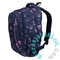 Emoji hátizsák, iskolatáska - 3 rekeszes - Pink (207419)