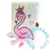 Flamingós szőrmés kulcsos napló - A/5 - 96 lapos