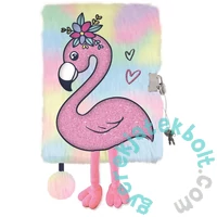 Flamingós szőrmés kulcsos napló - A/5 - 96 lapos