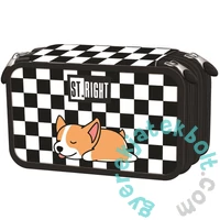 St.Right - Kockás iskolatáska szett felszerelt 3emeletes tolltartóval - Sleepy Corgi (691287-1-szett)