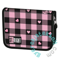 St.Right - Pink Checkered iskolatáska szett kihajtható tolltartóval (680366-1-szett)