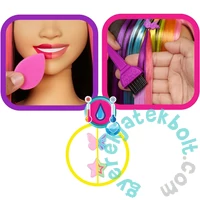 Barbie Deluxe Styling Head - Fésülhető babafej Neon Rainbow tincsekkel - Fekete egyenes hajú (HMD81)