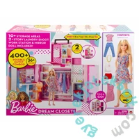 Barbie álom öltözőszoba szennyes ledobóval és babával (HGX57)