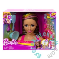 Barbie Deluxe Styling Head - Fésülhető babafej Neon Rainbow tincsekkel - Barna hullámos hajú (HMD80)