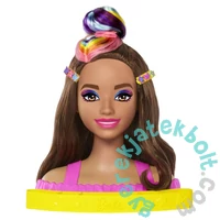Barbie Deluxe Styling Head - Fésülhető babafej Neon Rainbow tincsekkel - Barna hullámos hajú (HMD80)