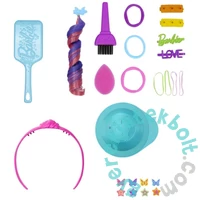 Barbie Deluxe Styling Head - Fésülhető babafej Neon Rainbow tincsekkel - Barna hullámos hajú (HMD80)