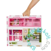 Barbie babaház babával - kétszintes, hordozható (HCD48)