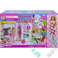 Barbie babaház babával - kétszintes, hordozható (HCD48)