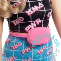 Barbie Fashionistas Barátnő baba - GRL PWR mintás ruhában (HPF78)