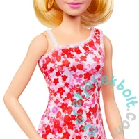 Barbie Fashionistas Barátnő baba - Piros-fehér virág mintás ruhában (HJT02)