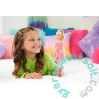 Barbie Fashionistas Barátnő baba - Piros-fehér virág mintás ruhában (HJT02)