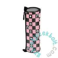 BeUniq kockás iskolatáska szett henger alakú tolltartóval -Pink (BU26SU-2708-1-szett)