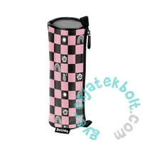 BeUniq kockás iskolatáska szett henger alakú tolltartóval -Pink (BU26SU-2708-1-szett)