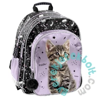 Cicás ergonomikus iskolatáska, hátizsák - 2 rekeszes - fekete, lila (PP25CE-090)