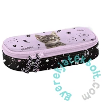 Cicás ovális tolltartó - fekete, lila (PP25CE-013)