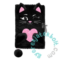 Cicás szőrmés kulcsos napló A/5/96 lap - Black Cat (PP26BC-3676)