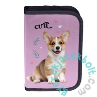 Kutyás ergonomikus iskolatáska szett kihajtható tolltartóva - Cute Corgi (PP26CG-525-1-szett)