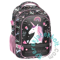 Unikornis ergonomikus iskolatáska, hátizsák - 2 rekeszes - Black, Pink (PP25JO-260)