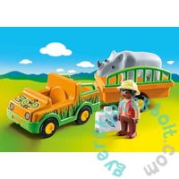 Playmobil 1.2.3 - Állatkerti autó orrszarvúval játékszett
