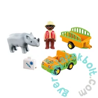 Playmobil 1.2.3 - Állatkerti autó orrszarvúval játékszett