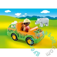 Playmobil 1.2.3 - Állatkerti autó orrszarvúval játékszett