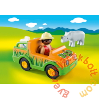 Playmobil 1.2.3 - Állatkerti autó orrszarvúval játékszett