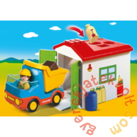 Playmobil 1.2.3 - Teherautó formaválogató garázzsal játékszett