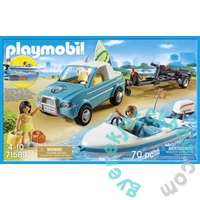 Playmobil - Pick-up csónakkal és szörfösökkel játékszett