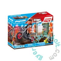 Playmobil - Stuntshow - Starter Pack - Kaszkadőr motorral és tüzes karikával kezdő játékszett