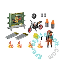 Playmobil - Stuntshow - Starter Pack - Kaszkadőr motorral és tüzes karikával kezdő játékszett