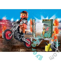 Playmobil - Stuntshow - Starter Pack - Kaszkadőr motorral és tüzes karikával kezdő játékszett