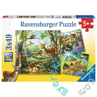 Ravensburger 3 x 49 db-os puzzle - Állatok az erdőben, állatkertben és a ház körül (09265)
