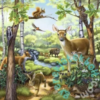 Ravensburger 3 x 49 db-os puzzle - Állatok az erdőben, állatkertben és a ház körül (09265)